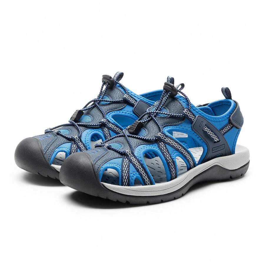 Men Outdoor Sport Sandals Hiking Water Shoes Athletic Beach Casual Closed Toe Hollow Out Summer Sandal Shoes - 藏蓝色 - 查看 1