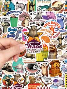 50pcs Cartoon Possum Sticker Cute Funny Decal For Diary Fridge Closet Wallet Backpack Envelope Label Magazine Decal Sticker (Not Easy To Fall Off) Stickers Scrapbook Supplies Scrapbooking - 1 Set - View 5