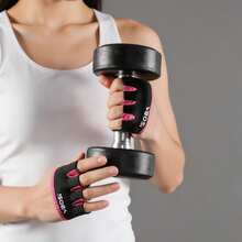 VBOSI 1 par de guantes ligeros de gimnasio unisex de 4 dedos - Agarre mejorado para entrenamientos y entrenamiento de fuerza - Rosa - Ver 8