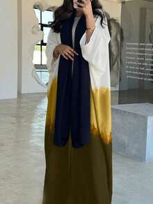 Women's Autumn Long Robe, Batwing Long Sleeve, Woven Fabric, Open Collar, Elegant Long Dress Suitable For Various Fashion Occasions - Army Green - View 2