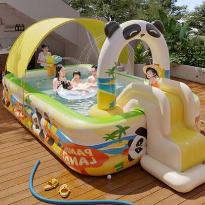 حمام سباحة قابل للنفخ كبير ثلاثي الطبقات، حمام سباحة لحجم العائلة، حديقة مائية متنقلة، ترفيه مائي للحديقة الخارجية في الصيف، حمام سباحة للحفلات، مصنوع من مادة PVC سميكة ومتينة