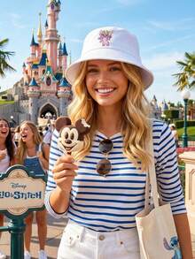 Disney 迪士尼星际宝贝女孩可调节史迪奇夏季渔夫帽，女孩休闲日常帽，Y2K风格高尔夫钓鱼户外遮阳帽 - 彩色 - 查看 2