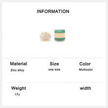 2枚撞色几何树脂戒指，绿色和金色多色戒指，时尚开口戒指，女士饰品 - 彩色 - 查看 6