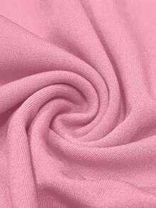 Women's Vintage Solid Color Round Neck Tie Waist Bodycon Dress, Popular Spring/Summer Fashion Pink Elegant - Pink - View 6