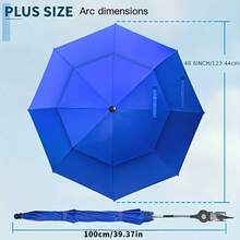 1pc Foldable Double Layer Outdoor Beach Umbrella, 46.8 Inch, With 360 Degree Rotating Adjustable Universal Clamp, Reinforced Iron Frame, UV Protection, Suitable For Camping, Fishing, Yard, Pool, Leisure, Summer Gift - A - View 3