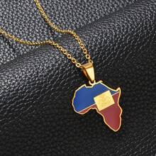 1Piece Africa Map With Jamaica Haiti Puerto Rico PR Flag Pendant Necklaces For Women Jewelry - Multicolor - View 7