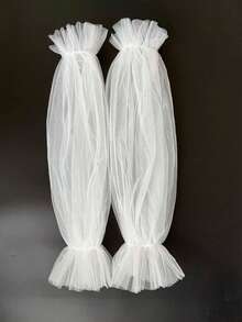 1 Pair Black Mesh Petal Sleeve Bridal Arm Warmers With Elastic - Black - View 3