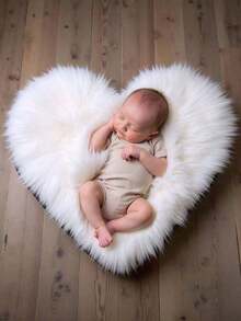Newborn Photography Mat, White Heart-Shaped Pad, Baby Photo Backdrop Prop - 白色 - 查看 2
