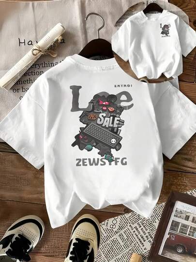 1 pieza de camiseta unisex de manga corta y cuello redondo, holgada, de 180 g, diseñada por artistas de Y2K en el estilo Bababask, hecha de 100% algodón puro.Son informales y versátiles, adecuados para ropa urbana, salidas diarias, campamentos, conciertos, eventos de hip-hop, rock y rap, y presentan diseños inspirados en celebridades.Ideal para festivales, otoño y uso durante todo el año.