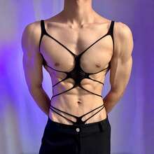 男士情趣内衣：露背连帽长袖卫衣、比基尼套装、私密束缚带、性感制服。 - 黑色 - 查看 2