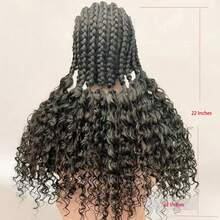 Tóc giả bện ren toàn bộ bằng sợi tổng hợp với phần đuôi xoăn dành cho nữ, sợi chịu nhiệt, tóc giả bện ren toàn bộ có tóc con. - màu đen - Xem 5