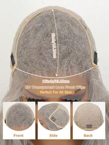 Synthetic Heat Resistant 13x6 Long Body Wavy Hair Pre-Plucked Hairline Synthetic HD Lace Front Wigs 24 Inch Grey Highlights Synthetic Hair Per Plucked Natural Hairline Daily Used High Quality For Girl Women Cosplay Natural Looking Good Quality Synthetic Soft Wig Christmas New Year Carnival Music Festival Use - Multicolor - View 10