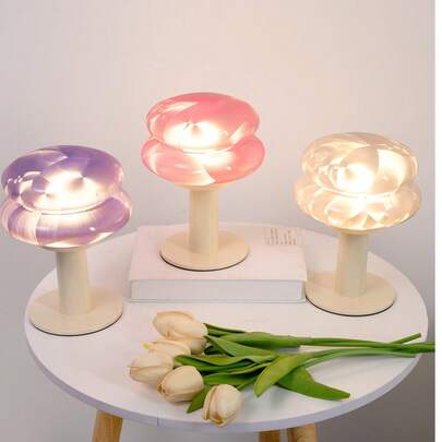 Đèn ngủ hình nấm bánh trứng Bauhaus sạc điện, đèn ngủ trang trí phòng ngủ/học tập hình cô gái mộng mơ.
