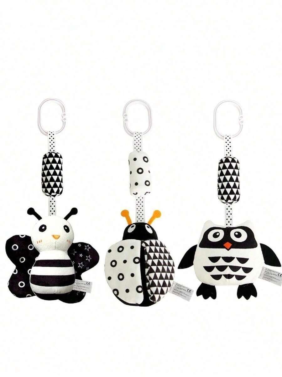 适合婴幼儿的可爱铃铛黑白摇铃玩具