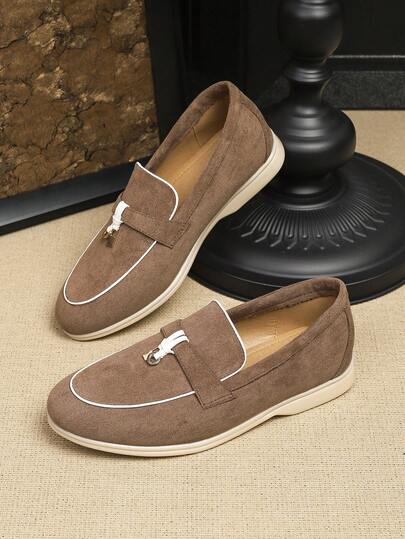 Giày lười nam mũi tròn, mẫu mới Xuân/Hè 2026, giày slip-on đa năng cho nam, giày công sở trang trọng, giày lười kiểu Anh, giày đế bằng thoáng khí, đế mềm, làm thủ công, cỡ lớn 43-46.