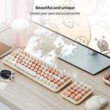 MOFii I Bean Max 复古圆形键帽静音无线键盘鼠标套装，2.4G 即插即用，马卡龙色系无线键盘鼠标套装，便携式少女风办公外设，可爱静音办公键盘。不含电池。电源：数字小键盘需1节AAA电池，键盘需2节AAA电池，鼠标需2节AAA电池。 - 查看 3