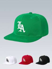 1 Pc Embroidered LA Flat Brim Baseball Cap, Outdoor Adjustable Sun Protection Casual Hat - Flat Rock LA - View 2
