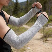 2 pares de protectores de manga resistentes a los cortes, universal para mano izquierda y derecha, hechos de polietileno, lavables a máquina, con orificio para el pulgar, color: gris, protegen la piel delgada de rasguños, adecuados para jardinería, cocina, recorte de jardín, limpieza, montaje, reparación, actividades al aire libre y protección diaria para los brazos - XYCHFGKK45 - Ver 8