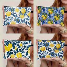 1 chiếc túi đựng mỹ phẩm hình quả chanh dễ thương - Túi trang điểm hình quả anh đào, Túi mini du lịch có khóa kéo, Túi đựng mỹ phẩm màu vàng tươi sáng - Nhiều màu - Xem 1