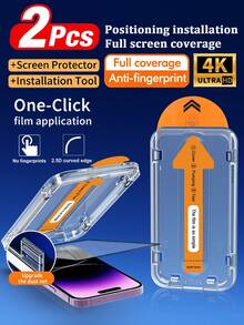 Navigator 2片装自动定位屏幕保护膜，高清钢化玻璃，防尘，无气泡，易于贴合，防刮花，防指纹，防震，兼容苹果X/XR/11/12/13/14/15/16/16 Plus/16 Pro/16 Pro Max/16e/17/17 Air/17 Pro/17 Pro Max/17e系列 - 無色 - 查看 18