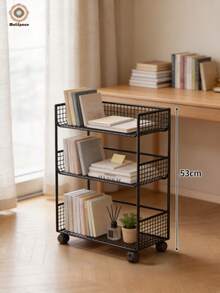 Bookcases - أسود ثلاثي الطبقات متوسط الحجم - مع عجلات 30*20*53 سم - مشاهدة 7