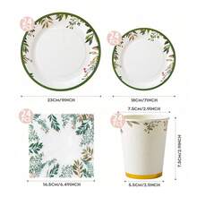 Green Leaf Paper Plates And Napkins Party Supplies, Green Leaf Disposable Paper Plates, Paper Cups, Sage Green Leaf Paper Plates, Green Leaf Bridal Shower Plates, Eucalyptus Bridal Shower Decorations And Sage Green Birthday Decorations Disposable Paper Plates - Multicolor - View 12