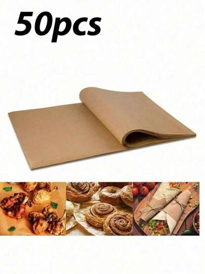 50 /100Pcs Parchment Paper Baking Sheets,Precut Non-Stick Parchment Sheets For Baking, Cooking, Grilling, Air Fryer And Steaming Fit For Most Sheet Pans