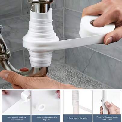 1pc Self-Fusing Silicone Tape - Instant Leak Repair For Kitchen & Plumbing, Suitable For PVC/Glass/Metal/Stone Surfaces, Heat Resistant, No Tools Needed, Durable & Flexible, Pipe Emergency Solution, Repair Tape, Silicone Adhesive Strip, Heat Resistant Sealant Tape, Plumber, Property Manager, Emergency Repair