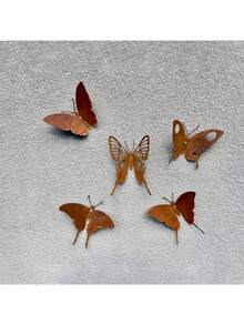 Vintage Rustic Iron Butterfly Decor Set - Distressed Metal Wall Art Suitable For Indoor Holiday Home Decoration - Multicolor - View 7