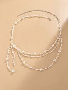 1 chiếc dây đeo eo kiểu dáng kỳ nghỉ biển, đính hạt ngọc trai giả hình học, tua rua, thanh lịch, sang trọng, thích hợp cho kỳ nghỉ biển, tiệc tùng, dạo phố, hàng ngày, hẹn hò, quà tặng trang sức đa năng cho nữ trong các lễ hội. - Dây xích thắt lưng - Xem 5