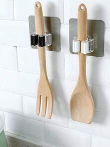 12/4/2/1pc White Wall-Mounted Strong Adhesive Hook Clip, Mop Broom Clip For Storage, Suitable For Bathroom And Kitchen Organization, Bag, Organizer, Storage, Kitchen, Cleaning Tool Storage, Cleaning Tool Clip & Hook - White - View 5