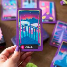 Bộ bài Tarot tiếng Anh 78 lá - Tháp Thành Lúc Nửa Đêm, kích thước 12x7cm, kèm sách hướng dẫn, phù hợp cho người mới bắt đầu, tụ họp bạn bè, trò chơi tiệc tùng, quà Giáng sinh, quà sinh nhật. - Màu tím - Xem 6