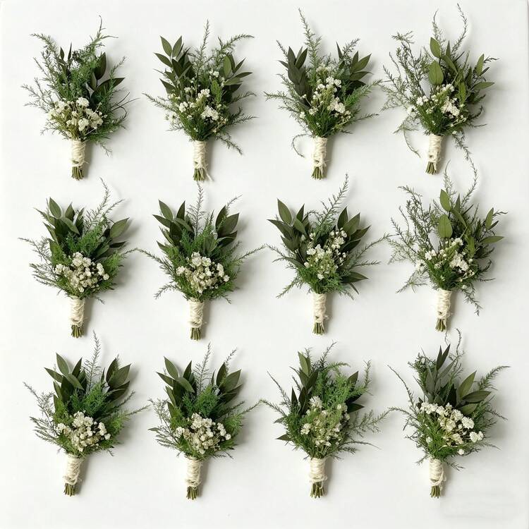 1/2/6/12/20支装波西米亚风迷你花束 | 小花瓶插花装饰 | 桌面摆件 | 礼盒装 - 綠色 - 查看 8
