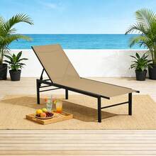 Outdoor Chaise Lounge Chairs With Aluminum Frame And Breathable Fabric, 5-Position Adjustable Pool Lounge Recliner Chairs, Portable Design For Poolside, Patio, Deck, Backyard, Lawn & Beach, Camping - Nâu nhạt - Xem 7