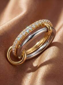 1 Stück 925 Sterling Silber glatter Dreifach-Reifen-Ring, geeignet für Frauen, elegante Kristall-Ohrringe, exquisiter Schmuck - Verschiedenfarbig - Übersicht 5