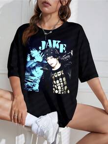 2026: Limited Edition Jake  Vintage Graphic T-Shirt,  Concert Outfit, Printed T-Shirt - Made Of Pure Cotton, It's Soft And Breathable, Suitable For Both Men And Women. This Casual Shirt Is Suitable For All Seasons And Makes A  Souvenir. It's Perfect For Everyday Wear, Urban Fashion Enthusiasts, And Music Lovers. - Black - View 1