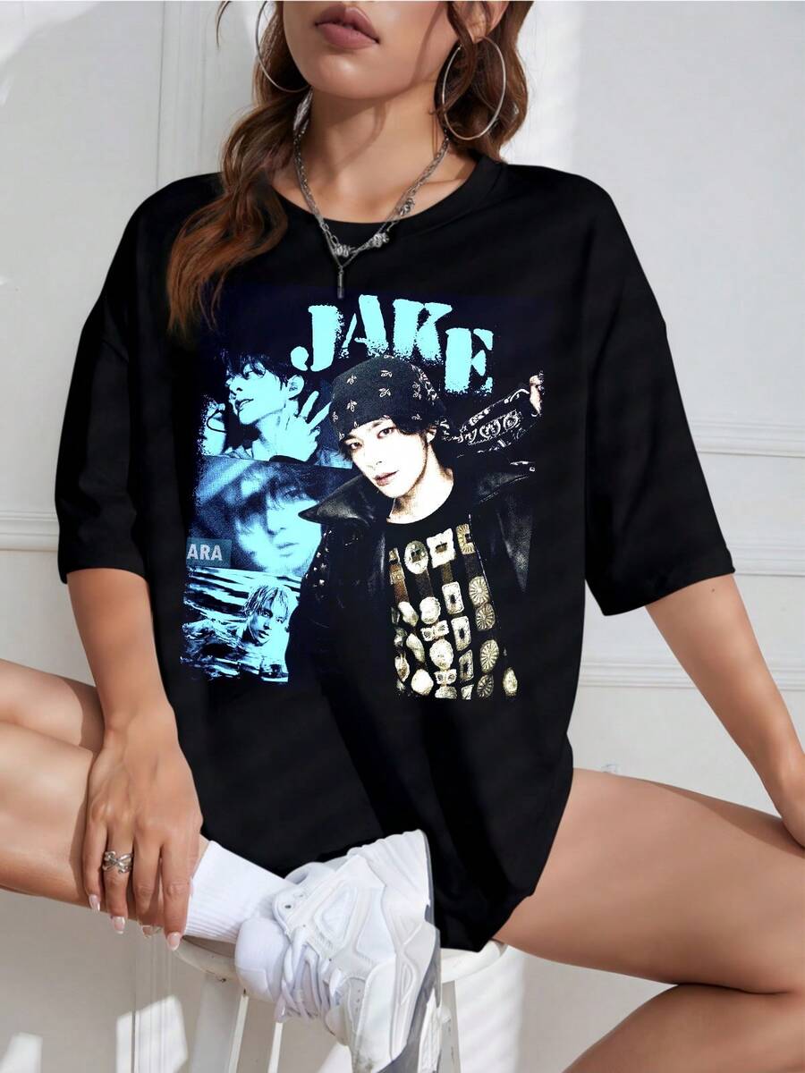 2026: Limited Edition Jake  Vintage Graphic T-Shirt,  Concert Outfit, Printed T-Shirt - Made Of Pure Cotton, It's Soft And Breathable, Suitable For Both Men And Women. This Casual Shirt Is Suitable For All Seasons And Makes A  Souvenir. It's Perfect For Everyday Wear, Urban Fashion Enthusiasts, And Music Lovers. - Black - View 1