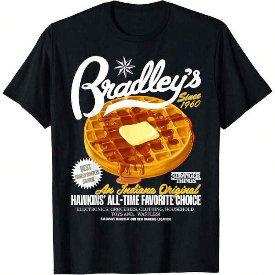 Stranger ThingsZ SeasonZ 5 Bradley's Best Frozen Waffles T-Shirt Baggy T Shirts Baggy Top Cotton T Shirt Women T Shirt Women  Women Y2k Spring Clothes Women Cotton Women Tops - màu đen - Xem 1