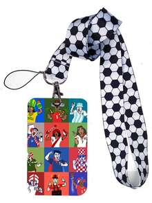 1pc Football Lanyard Keychain, Office ID Card Holder, Gym Card Holder, Mobile Phone Lanyard, Key Ring, Badge Holder - Multicolor - View 15