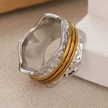 This Ring Has A Layered And Artisanal Charm. The Unique Texture Seamlessly Blends The Ruggedness Of Industrial Style With Refined Elegance. It Is Very Suitable For Wearing At Music Festivals, Outdoor Camping, And Other Occasions. - Silver - View 5