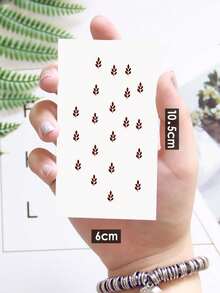 1 Sheet Washable Y2K Style Red Leaf Hand Tattoo Sticker, Waterproof And Sweat-Proof, Suitable For Daily Use By Fashionistas. - Brown - View 5