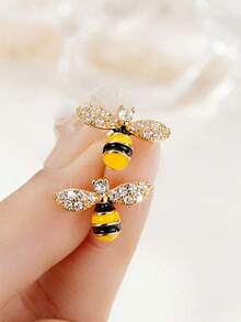 1 paire de boucles d'oreilles en forme d'abeille mignonne, convenant pour la décoration quotidienne des adolescentes, le port en soirée, cadeau d'anniversaire - 11# - Voir 8