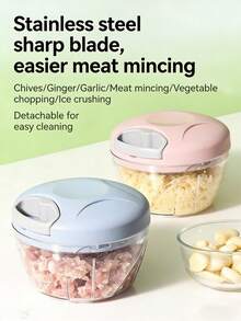 (Random Color) Multifunctional Vegetable Chopper, Baby Food Maker, Manual Garlic Press, 1pc - Multicolor - View 2