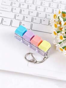 1 pieza Juguete antiestrés de teclado colorido minimalista, accesorio de bolso con forma de mini teclado de 4 teclas y grillete de metal resistente. Diseñado con 4 botones de colores "macaron". - Multicolor - Ver 6