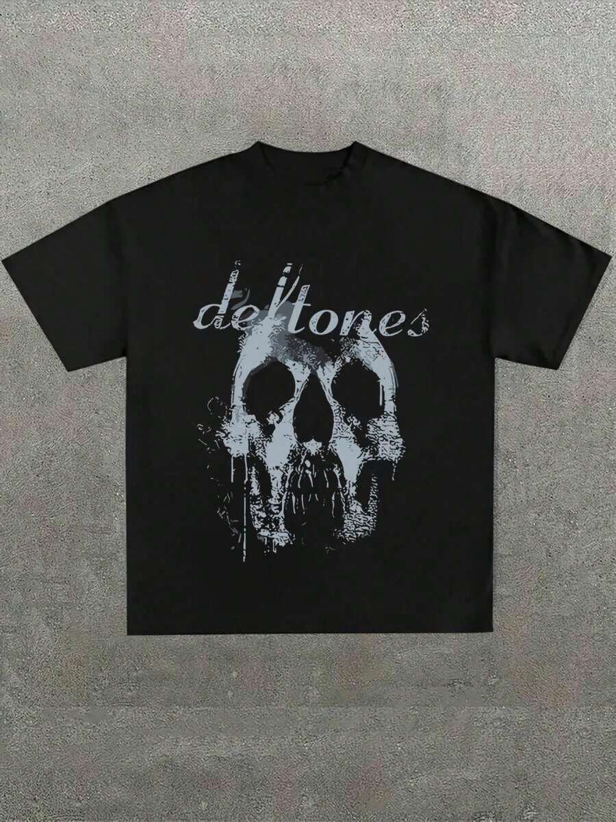 Pure Cotton Short-Sleeve T-Shirt With A Casual Print In Tribute To The Band 'Skull And' Defton Es'' - Black - View 1