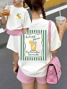 Life Gave Me Some Lemons, But My Jesus He Be Makin' Lemonade Print Summer Tops,Graphic Tee, Perfect For Cute Girls. Teen Girl Gift,Tween Summer Clothes,Comfortable And Breathable Children's Short-Sleeved T-Shirt. Suitable For Both Boys And Girls.Suitable For Daily Wear, Vacations, Outdoor Activities, And As A Children's Gift. - trắng - Xem 1