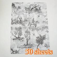Giấy lụa bán trong suốt in hình săn bắn cổ điển, kích thước 19,69 x 13,78 inch, thích hợp làm giấy gói quà, giấy trang trí tiệc sinh nhật, giấy lót hộp quà, giấy mỏng có thể in, phù hợp cho trang trí DIY, gói bó hoa, trang trí đám cưới, Ngày của Mẹ, lễ tốt nghiệp, lễ hội giữa mùa hè. - Xem 12