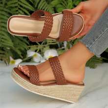 Platform Sandals Wedges Heels Womens Wedge Sandals Open Toe Comfortable Espadrilles Summer Outdoor Beach Walking Travel Shoes - 棕色 - 查看 5