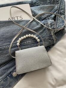 2026 New Mini Handbag, Colorful Square Bag, Pearl Handbag, Versatile Dual Handle Shoulder Bag For Women, Suitable For Outdoor, Home, Shopping, Lipstick Pouch, Coin Purse - Silver - View 8