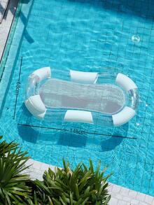 Inflatable Swimming Pool Float With Backrest, Transparent Glitter PVC Water Lounge Chair, Adult Swimming Pool Net Bottom Floating Mat, Suitable For Summer Pool Parties, Beaches, Lakes Sunbathing - Multicolor - View 6